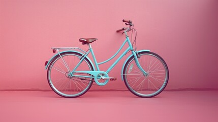 blue bicycle with pastel minimal style concept