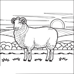 Sheep coloring pages. Sheep outline vector