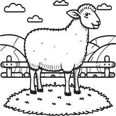 Sheep coloring pages. Sheep outline vector