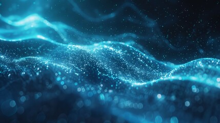 A blue wave with a lot of sparkles in it. The sparkles are scattered all over the wave, giving it a dreamy and ethereal appearance