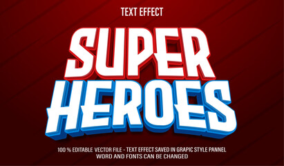 Super Heroes 3d editable text effect style - obrazy, fototapety, plakaty
