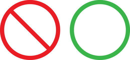 Red forbidden and green allowed signs . Yes and no signs .  Prohibited or permitted icons . Allowed and forbidden signs . Vector illustration - obrazy, fototapety, plakaty