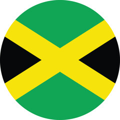 Round Jamaica flag . Circle flag of Jamaica . Jamaica flag button . Vector illustration