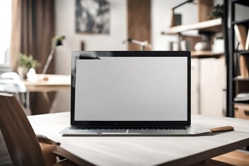 Closeup of a modern laptop on a desk in a living room