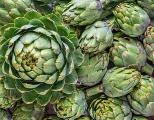 Obraz premium full frame green artichokes background