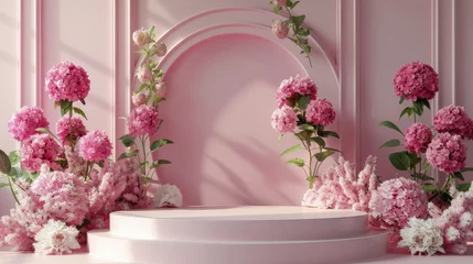 Stof per meter Pink Flowers on Table © olegganko