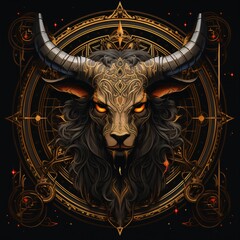 Zodiac sign Capricorn. Vector illustration on black background.