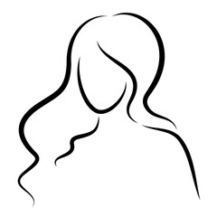PrintSilhouettes of a girl head in a modern one line style. Aesthetic outline, posters, stickers, logo. Vector illustration.