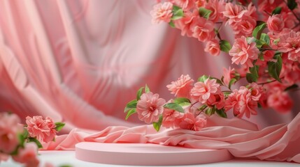 Pink Background With Pink Flowers