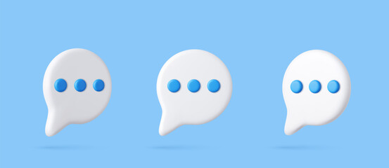 3d Blank white speech bubble pin