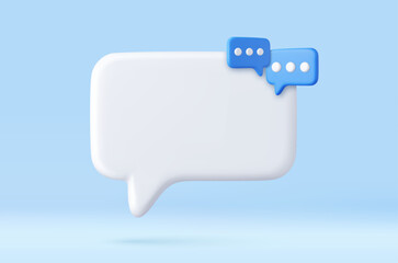 3d Blank white speech bubble pin