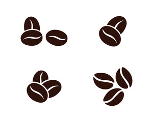 Coffee Bean Vector Icon Logo Template, vector icon design, set of coffee beans on white background