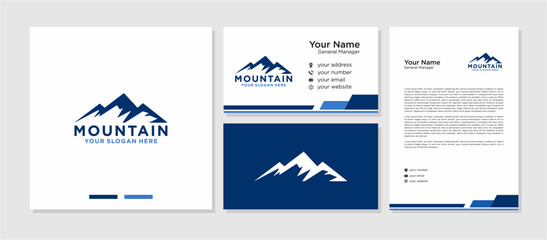 Mountain Modern Vector Logo , with Business Card and Letterhead