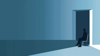 Vector art of a person avoiding social interactions, depicted in a closed-off room, symbolizing isolation and its mental health impacts