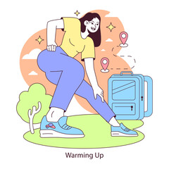 Warm-up routine concept. .Flat vector illustration.