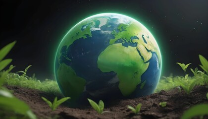 Obraz na płótnie Canvas Earth place on Go Green Background Earth Day concept background wallpaper created with generative ai.