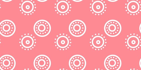 Simple geometrical white seamless pattern and colourful background print pink pastel circles ornament