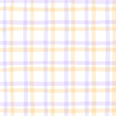 Orange Purple Plaid Gingham Check Hand Drawn Background Overlay