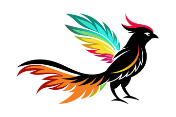 silhouette color image,Feathers bird ,vector illustration,white background