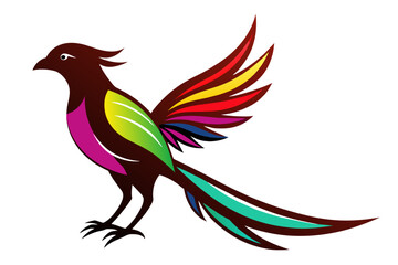 silhouette color image,Feathers bird ,vector illustration,white background