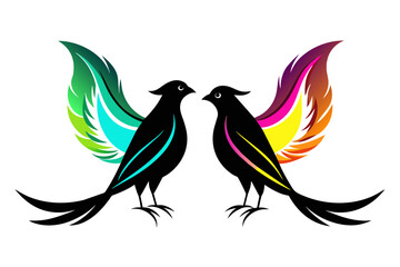 silhouette color image,Feathers bird ,vector illustration,white background