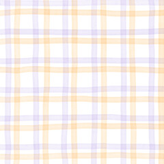 Orange Purple Plaid Gingham Check Hand Drawn Background Overlay