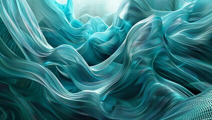 A detailed view of an abstract blue and teal landscape