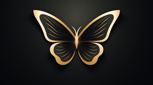 A minimalistic logo icon of a geometric butterfly.