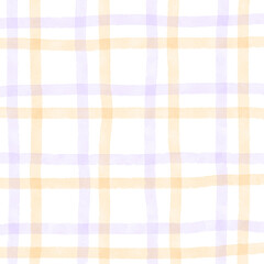 Orange Purple Plaid Gingham Check Hand Drawn Background Overlay