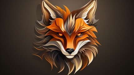 A clever fox logo icon with an intelligent, cunning expression. - obrazy, fototapety, plakaty