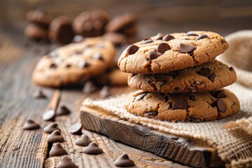 Delicious cookies on wood
