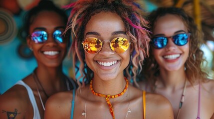 Trendy Squad of Young Women in Stylish Sunglasses