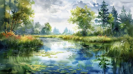  Tranquil Nature: A Watercolor Artist's Serene Studio Generative AI © Alex