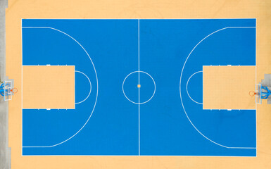High angle view of outdoor basketball court