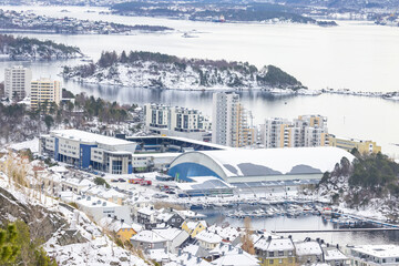 Sports arena - Aalesund on a beautiful cold winter's day. Møre and Romsdal county	 - 774356167