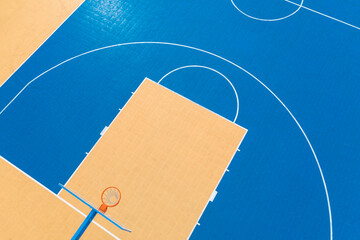 Aerial view of basketball playground