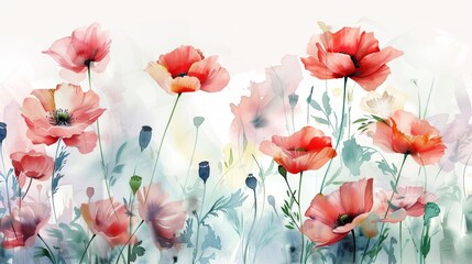 Delicate Watercolor Flower Painting on White Background Generative AI