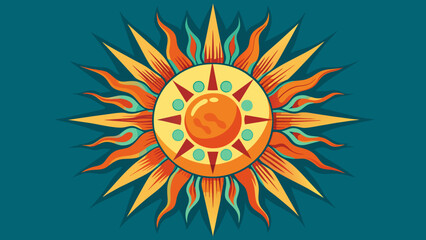 Vintage sun illustration, decor element. Astrology symbol in engraving style isolated Background