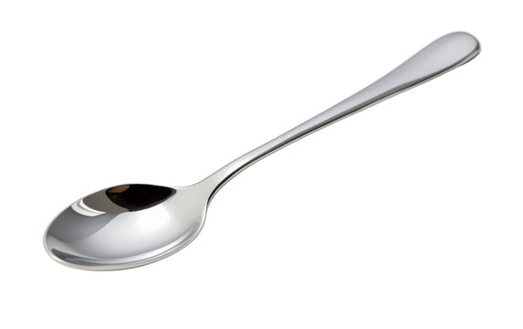 A long-handled spoon gracefully twists on a white background