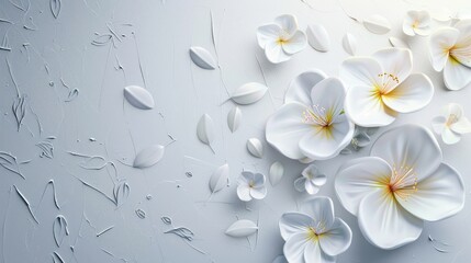3D Illustration Flower Wallpaper on  textured background , Digital art ,  , Vintage Floral  , Artistic Wallpaper  - obrazy, fototapety, plakaty