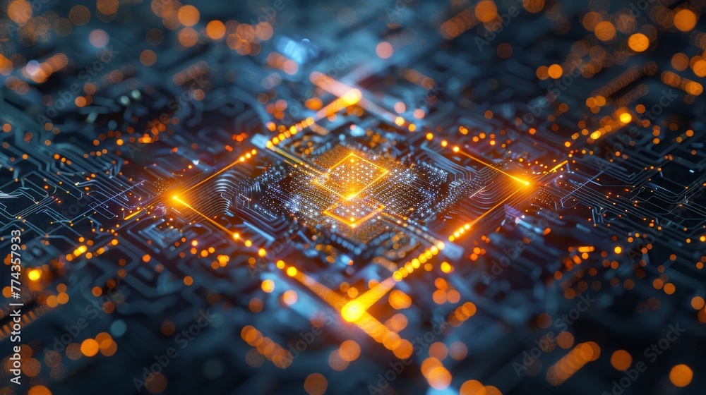 Poster digital interpretations of quantum computing and cryptography raw ai generated illustration
