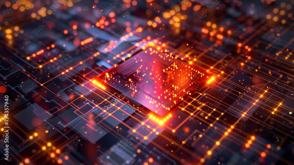 Poster digital interpretations of quantum computing and cryptography ai generated illustration
