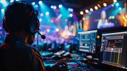 Digital Event Planning Cinematic shots of event planners coordinating and managing virtual events AI generated illustration