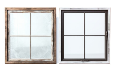 A white and brown window stand side by side, creating a beautiful contrast in color and design