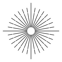 Obraz premium Sunburst firework explosion, bursting or light rays, linear drawing. Vector trendy hand drawn retro isolated design element