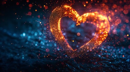 Heart symbol, love, abstract neon background.