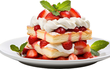 A white plate adorned with luscious strawberries and fluffy whipped cream