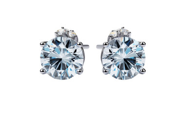 A dazzling pair of diamond earrings shimmering against a pristine white background