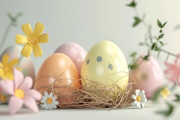 Obraz na płótnie Canvas Beautiful Easter eggs background.