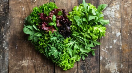 Fototapeta na wymiar Heart-Shaped Green Vegetable Arrangement on Table